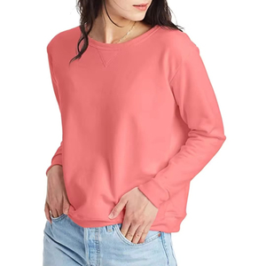 Sudadera de Mujer, Holgada, Negra, de Poliéster/Algodón, Cuello Redondo, Hombros Caídos, Manga Larga, Color Sólido, Tejido de Punto, Secado Rápido - Product Image 4