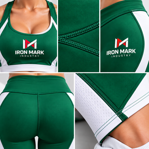 Iron Mark Industry Women's Yoga Set Green <b>White</b> Blocking High Waist <b>2</b> <b>Piece</b> Sportswear Print Quick Dry Logo Full Length Leggings - Product Image 5