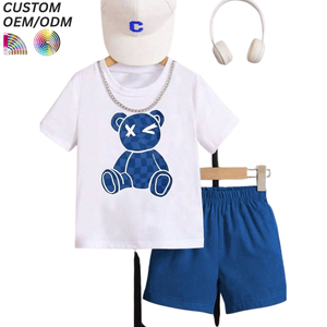 Conjunto de Ropa de Verano Personalizado para Niños Unisex, Camiseta y Pantalones Cortos Casuales, 100% Algodón, Estampado Animal, 2 Piezas, Todas las Temporadas, Compatible con OEM y ODM - Product Image 4