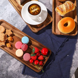 Ensemble de plateaux de service rectangulaires en bois d'acacia de 8 pièces à motif solide pour restaurant et hôtel, plateau de nourriture et de fromage avec bords en métal - Product Image 6