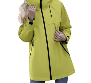 Chaqueta Soft Shell Verde para Hombre, con Capucha, Cierre de Cremallera, Resistente al Agua, para Uso en Exteriores, Corte Regular, Color Sólido, Poliéster, Todas las Temporadas, Gran Venta - Product Image 3