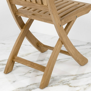Chaise de plage pliante en teck classique, portable, avec dossier à lattes courbées et cadre à pieds droits solides, siège d'extérieur pliable pour la plage - Product Image 5