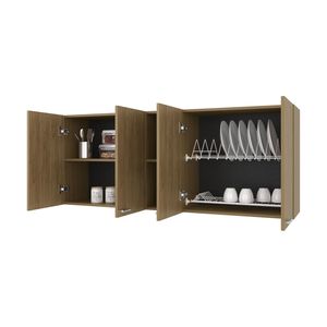 Armadio a muro Luray per cucina a 4 porte in rovere naturale con finitura melamina - Product Image 5