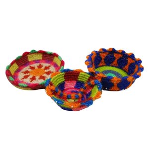 Nylon Circular Handmade Macrame Storage Basket Multicolor Decorative Organizer for Home - Product Image 6