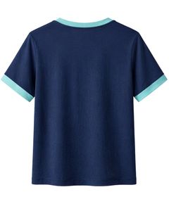 Ensemble Lounge Femme Bleu Marine avec T-shirt à Manches Courtes et Short à Bordure Contrastante Menthe – Tenue Deux Pièces en Mélange de Coton Doux et Respirant - Product Image 2