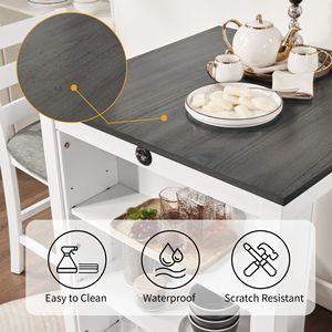 36-Inch Modern Dining <b>Table</b> Set for 2 with Charging Station 3-Tier Adjustable Storage <b>Space</b>-<b>Saving</b> Kitchen Set with Upholster - Product Image 4