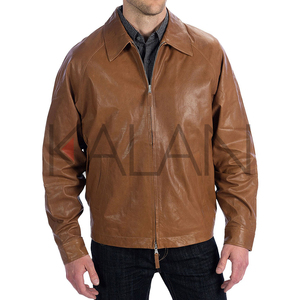 Buffalo KLJM11, chaqueta de lona de diseñador para hombre, piel de vaca esmaltada, cuello levantado, cremallera frontal, estilo de temporada de primavera, 100% de algodón - Product Image 1