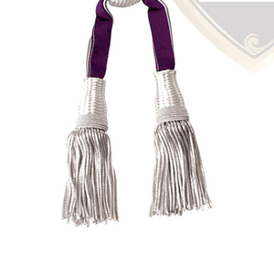 Classic Style Ceremonial Parade Sash Silk Tri-Color <b>Ribbon</b> Handmade Quality Two Silver Bullion <b>Wire</b> Tassels Customizable WOK - Product Image 3