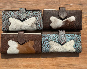 Nuevo bolso de mano de cuero tallado de piel de pelo hecho a mano occidental para mujer, gran oferta, funda de teléfono con estilo marrón en relieve, billetera espaciosa - Product Image 4