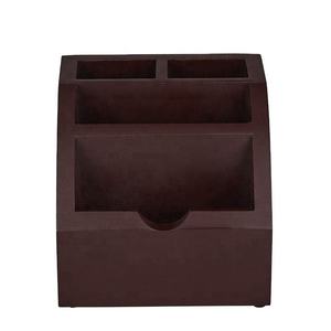 Hot Sale Eco-friendly Desktop Office Wooden Pen Holder <b>Save</b> <b>Space</b> Brown Square Stylish Table Accessory - Product Image 4