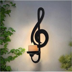 ZAYHENYOO 1 L-A Portacandele in Metallo da Parete, Applique Decorative a Forma di Nota Musicale con Vassoio Pieghevole per Casa e Ufficio - Product Image 1