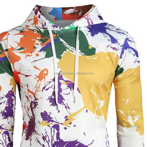 Sudadera con Capucha para Hombre, 100% Poliéster, Estampado por Sublimación, Manga Larga, Ropa de Invierno, Diseño Colorido con Salpicaduras de Pintura - Product Image 4