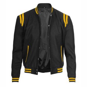 Blousons universitaires d'hiver pour hommes, boutonnés, en mélange de laine et fourrure de mouton, style streetwear, décontractés, pour superposition, personnalisables, vente en gros - Product Image 1