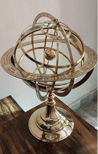 Antique Brass Armillary Sphere Globe Handmade Art Deco <b>Rotating</b> Astronomical <b>Desk</b> Ornament for Home Office - Product Image 3