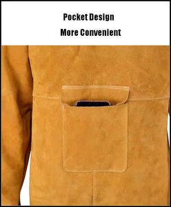 Abrigo Largo de Cuero Vacuno Impermeable y Resistente al Fuego, Traje de Protección, Delantal de Soldadura de Alta Resistencia y Protección - Product Image 4
