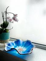 Plateau en résine bleu turquoise fait main, décoration unique pour la maison, accessoires inspirés de l'océan, plateau à bijoux, plateau à biscuits et bonbons.