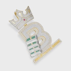 Custom Letter <b>Pendant</b> Iced Out Logo <b>Pendant</b> Hip Hop <b>Pendant</b> King Crown Bail <b>Pendant</b> For Men Moissanite Two Tone <b>Initial</b> <b>Pendant</b> - Product Image 1