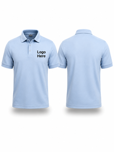 เสื้อเชิ้ตแขนสั้นสีฟ้าอ่อนสำหรับผู้ชาย ผ้าฝ้ายอ๊อกซ์ฟอร์ด ระบายอากาศได้ดี สไตล์ลำลอง ติดกระดุมด้านหน้า ปักลายถักแบบสั่งทำ - Product Image 1