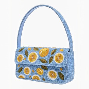 Bolso de hombro hecho a mano con cuentas y diseño de pato mallard a rayas |   Bolso de Mano Tipo Clutch con Adornos de Perlas de Lujo para Mujer - Product Image 4