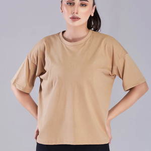 Camiseta de Manga Corta Oversize con Cuello Redondo, Color Sólido, Estilo Casual para Mujer, Tejido Ajustado - Product Image 4