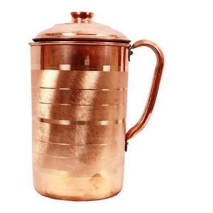 Carafe en cuivre pur, design antique doré, qualité solide, grande taille, carafe en cuivre pur pour l'eau potable - Product Image 2