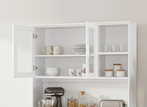 Meuble de cuisine moderne de style américain, écologique, marque Essence, modèle K410, finition chêne blanc et noyer, 2 portes en mélamine, 2 portes en acrylique - Product Image 2