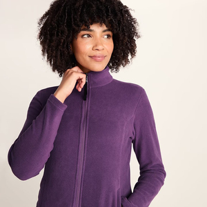 Veste polaire violette pour femme, entièrement zippée, col rabattable, tricotée, douce, pour l'hiver, tenue décontractée - Product Image 3