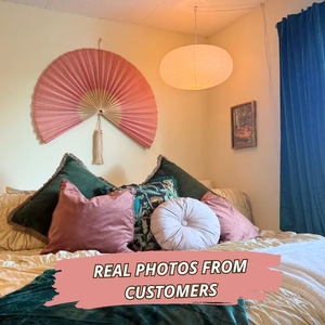 Giant Bamboo Wall Fan <b>Decor</b>, Handmade Oriental Folding Fan Wall Hanging, Oversized Bamboo Fan Headboard for Bedroom - Product Image 5