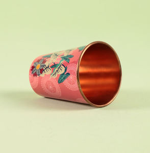 Gobelet en cuivre imprimé design, verre à eau décoratif, tasse à boisson colorée, vaisselle réutilisable, cadeau pour la maison, la cuisine et la salle à manger - Product Image 5