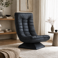 Fauteuil lounge pivotant à 360° en cuir, design japonais moderne, pour salle à manger, salon, chambre, coin lecture