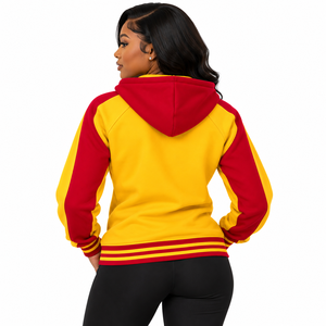 Sudadera con Capucha PDK para Mujer, Estilo Varsity, Suave y Cómoda, con Cierre Completo, Dobladillo Acanalado a Rayas y Bolsillos Tipo Canguro - Product Image 2