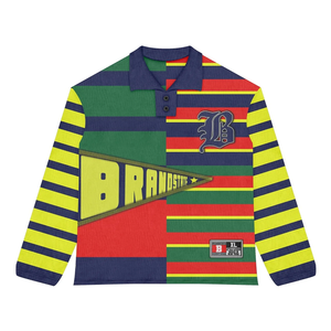 Women Rugby Shirt 240 GSM Polyester Cotton Blend Panel Design <b>Red</b> Sleeves Custom Sublimation Print Logo women's Shirt Cotton - Product Image 4