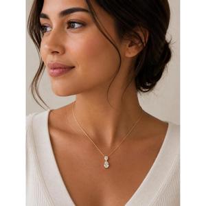 Double Pear Shaped Diamond <b>Pendant</b> Necklace <b>Solid</b> Yellow <b>Gold</b> Bezel Setting Figure Eight Infinity Drop Layering Chain Necklaces - Product Image 4