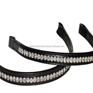 Banda de cejas de caballo de cuero Premium negro con forma de onda decorada con cristales transparentes blancos banda de cejas Bling de diamante de vidrio - Product Image 6