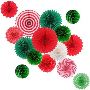 Set di Decorazioni per Feste con Ventagli di Carta, Pompon, Fiori e Palline a Nido d'Ape - per Natale, Matrimoni, Lauree - Product Image 1