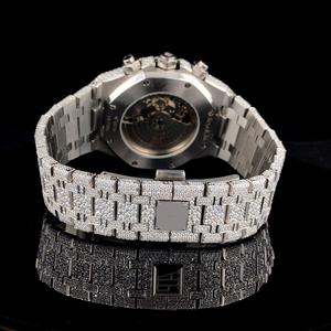 <b>Mens</b> <b>Silver</b> Diamond Watch Iced Out Chronograph Custom Fully Paved <b>Bracelet</b> Luxury Hip Hop Jewellery Timepiece moissanite diamond - Product Image 3