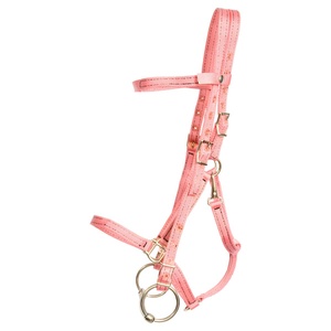 Bridon de cheval en nylon rose pâle avec sangles réglables, quincaillerie et mors en acier inoxydable pour l'équitation western et l'équipement équestre - Product Image 1