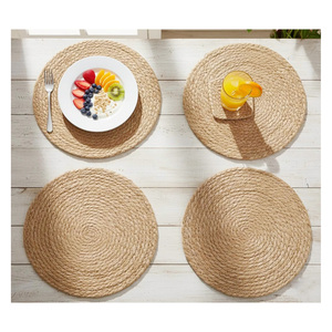 Handmade Woven Round Braided Jute Straw Wicker Corn Husk Placemats Place Mats <b>for</b> Dining <b>Tables</b> Heat Resistant <b>Table</b> Mats - Product Image 5