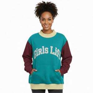 Women Embroidered <b>Sequined</b> Badge Mockneck Fleece <b>Top</b> OEM Service High Quality Breathable Warm Winter Casual Pullover Front Logo - Product Image 1