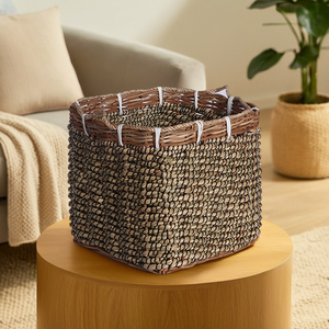 Best-Selling Large Cube Seagrass and Rattan Storage Basket - Wicker <b>Log</b> Holder <b>for</b> Indoor <b>Fireplace</b>, Ideal <b>for</b> Clothing - Product Image 4