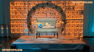 ฉากหลังโลหะทันสมัยหรูหราพร้อมดีไซน์เทียนสำหรับตกแต่งเวทีงานแต่งงาน ผิวมันวาว ปรับแต่งสีและขนาดได้ - Product Image 5