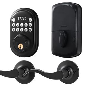 "Wood Door Keyless Entry Lever <b>Lock</b> with Electronic Keypad and Auto-Locking Keypad" - Product Image 6
