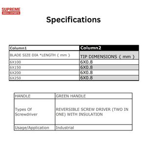 Tournevis isolé réversible deux en un avec manche vert 6x100mm 6x150mm 6x200mm 6x250mm outil de sécurité électrique à double pointe - Product Image 3