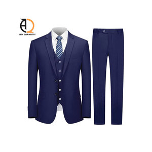 Traje de Negocios para Hombre, Estilo Británico, Azul Claro, Cuello de Solapa, Antiarrugas, Tejido - Product Image 6