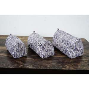 Ensemble de pochettes de voyage en coton imprimées à la main sur mesure avec fermeture éclair, disponible en 3 tailles, idéal pour les magasins de textiles de maison pour la revente - Product Image 1