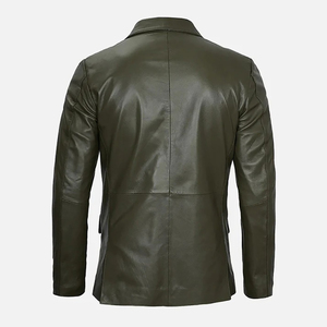 New Arrival <b>Men</b> Suit Leather Jacket Fashion Solid Casual Classic Business Motorcycles Pu Leather Blazer <b>Coat</b> - Product Image 2