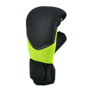 Gants de boxe d'entraînement en cuir noir et vert fluo avec fermeture éclair intégrale pour unisexe, design en maille respirante, protection UV - Product Image 2