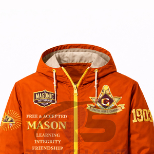 เสื้อแจ็คเก็ตวินด์เบรกเกอร์แบบกำหนดเองสำหรับสมาคมเมสัน น้ำหนักเบา กันน้ำ พร้อมโลโก้ฟรีเมสันปัก  ขายส่ง ผู้ผลิต OEM - Product Image 2