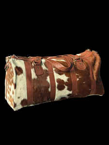 Sac de voyage en cuir véritable de qualité export avec fermeture éclair, en peau de vache à poils, style mode, pour la gym et les bagages LHDB-0140 - Product Image 2