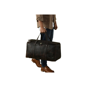 Sac de voyage unisexe tendance, léger, portable, vintage, en cuir véritable, imperméable, avec fermeture éclair, organiseur - Product Image 2